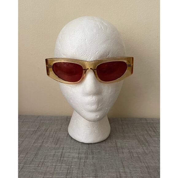 New DIFF The Armorer Womens Golden Crystal Red Tinted Lenses Oval Sunglasses main image 5